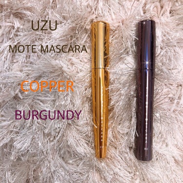 〔tauの備忘録〕
⚠️使用中コスメにつき画像注意

UZU     MOTE MASCARA

カラーマスカラ
　お湯で落ちるので気軽に使える
　カールキープ力もそこそこある

✳︎COPPER
　・