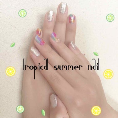 🌞 Tropical Summer Nail 🌞
✂︎- - - - - - - - - - - - - - - - - - - - - - - - - - - - - - - - - - - 
久々の