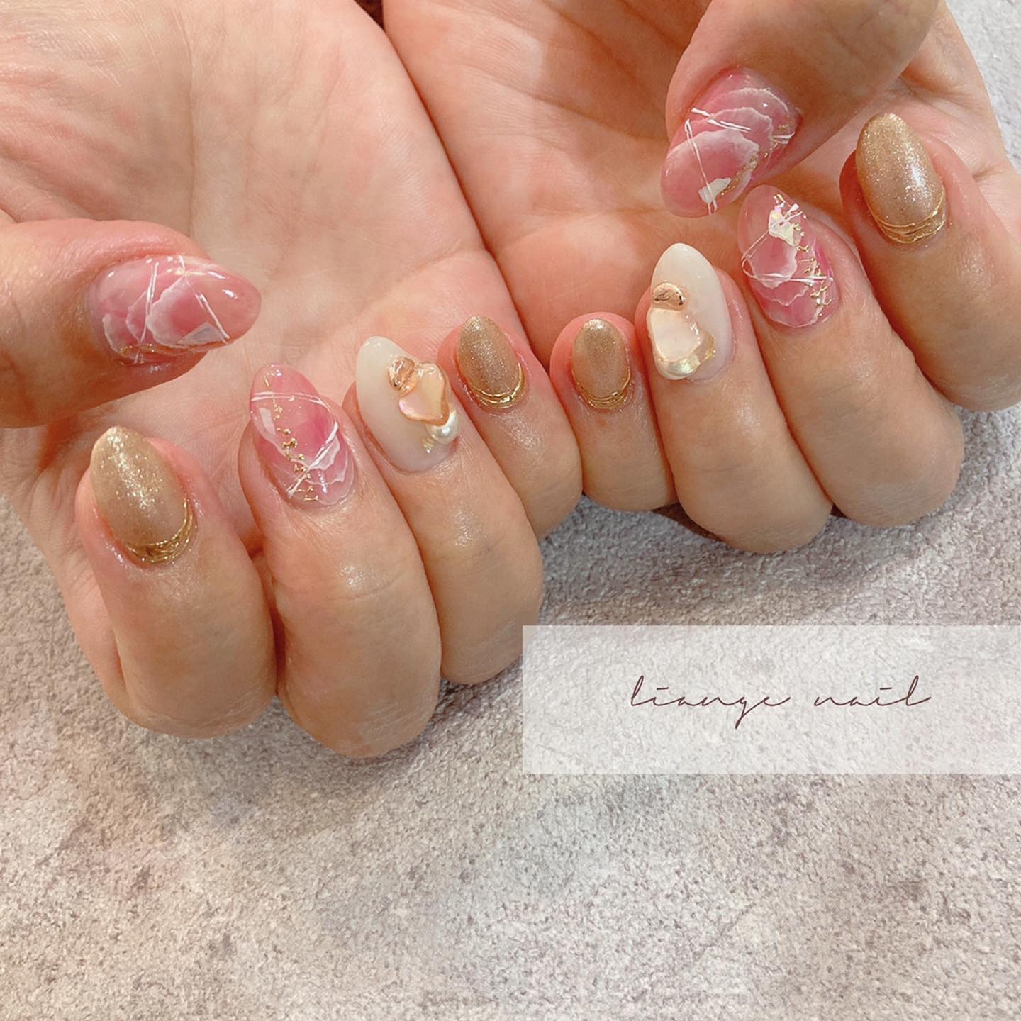 #リアンジェネイル,#柏ネイル,#ネイル,#ニュアンスネイル,#ミラーネイル,#シェルネイルのネイルデザイン