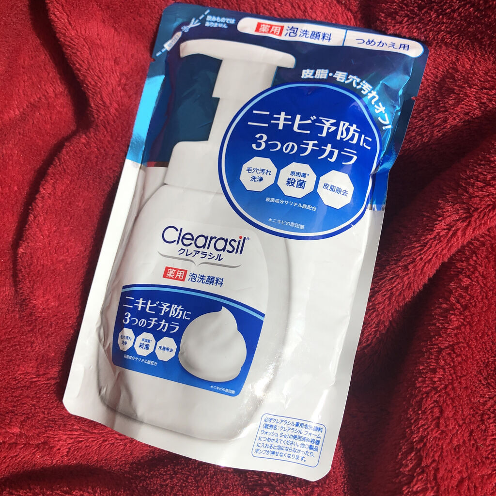 クレアラシル 薬用 泡洗顔料のクチコミ「《使用した商品》
クレアラシル
薬用 泡洗顔料
詰め替え：180mL

《自身のスペック》
普.....」（1枚目）