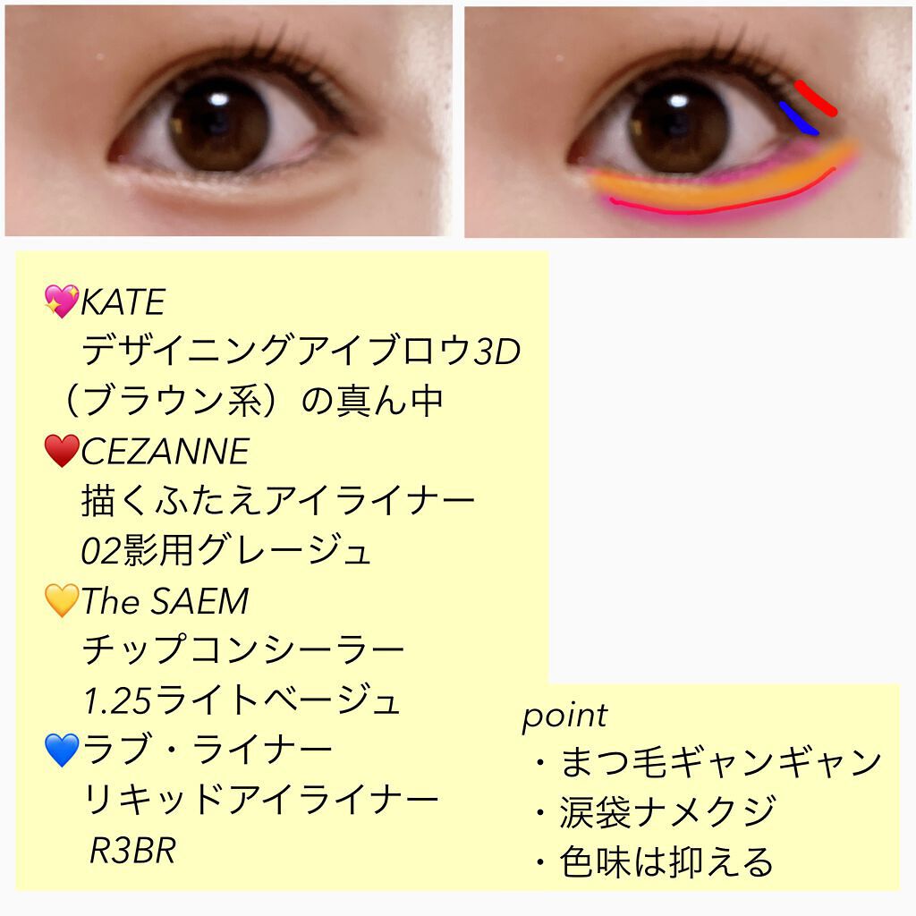 描くふたえアイライナー/CEZANNE/リキッドアイライナーを使ったクチコミ（3枚目）