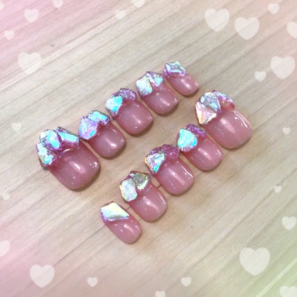 🍊Natsu🍊 on LIPS 「🧊ゴツゴツ感のある氷ネイル🧊少し前に作ったネイルチップです✨自..」(1枚目)