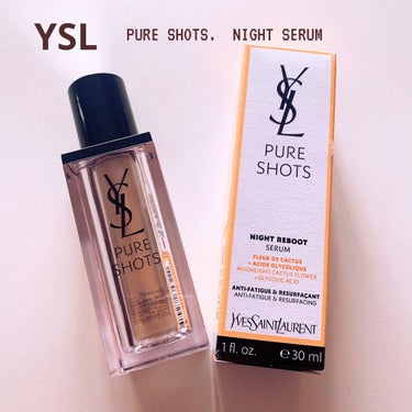 

◼ ︎YSL  ピュアショット　ナイトセラム

モロッコ原産のサボテンに咲く花から抽出された、ムーンライトカクタスエキスを配合。気候や紫外線・空調でダメージを受けた肌を内側から整える効果に期待できる