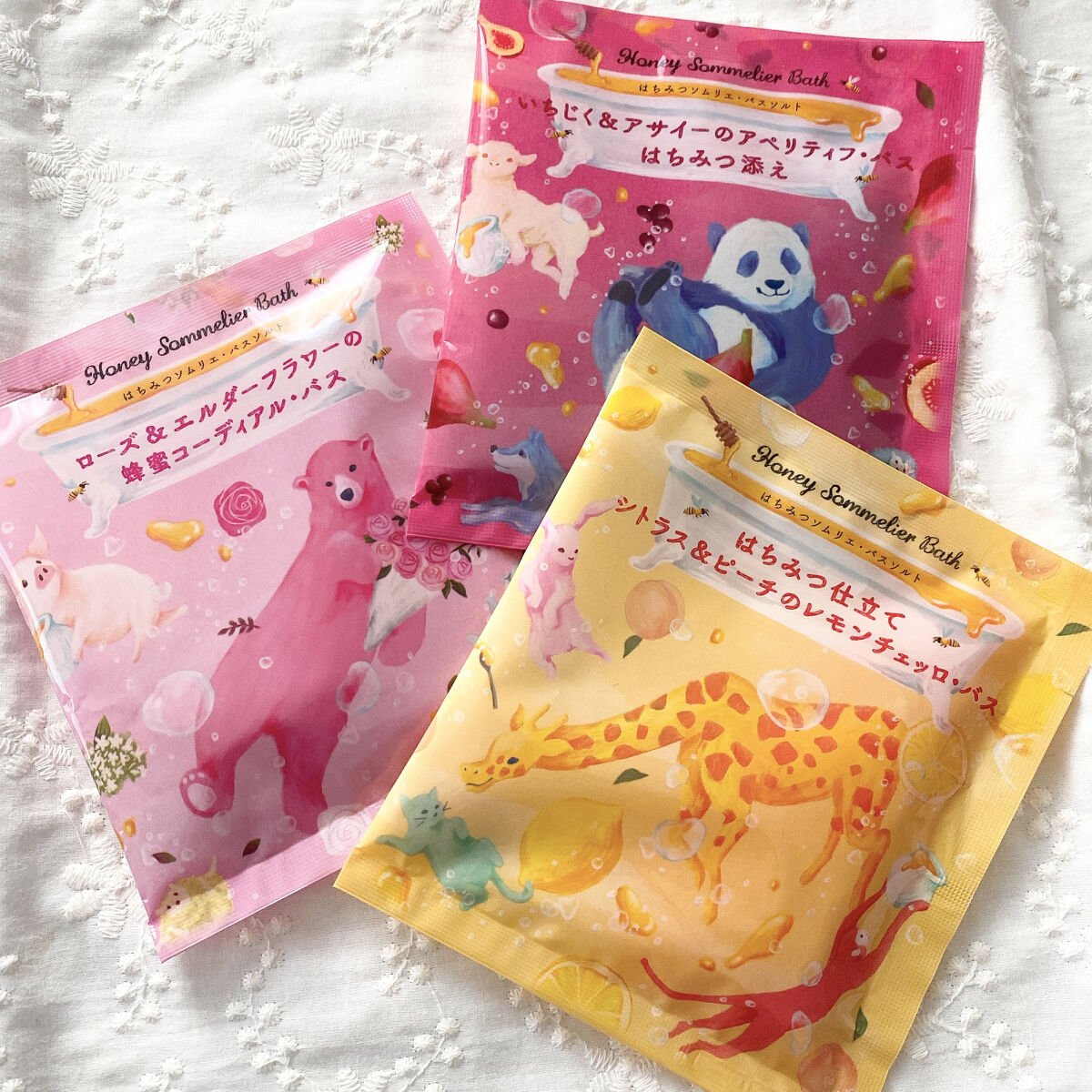 はちみつソムリエ バスソルト ローズ＆エルダーフラワーのコーディアル・バス/charley/保湿系入浴剤を使ったクチコミ（1枚目）