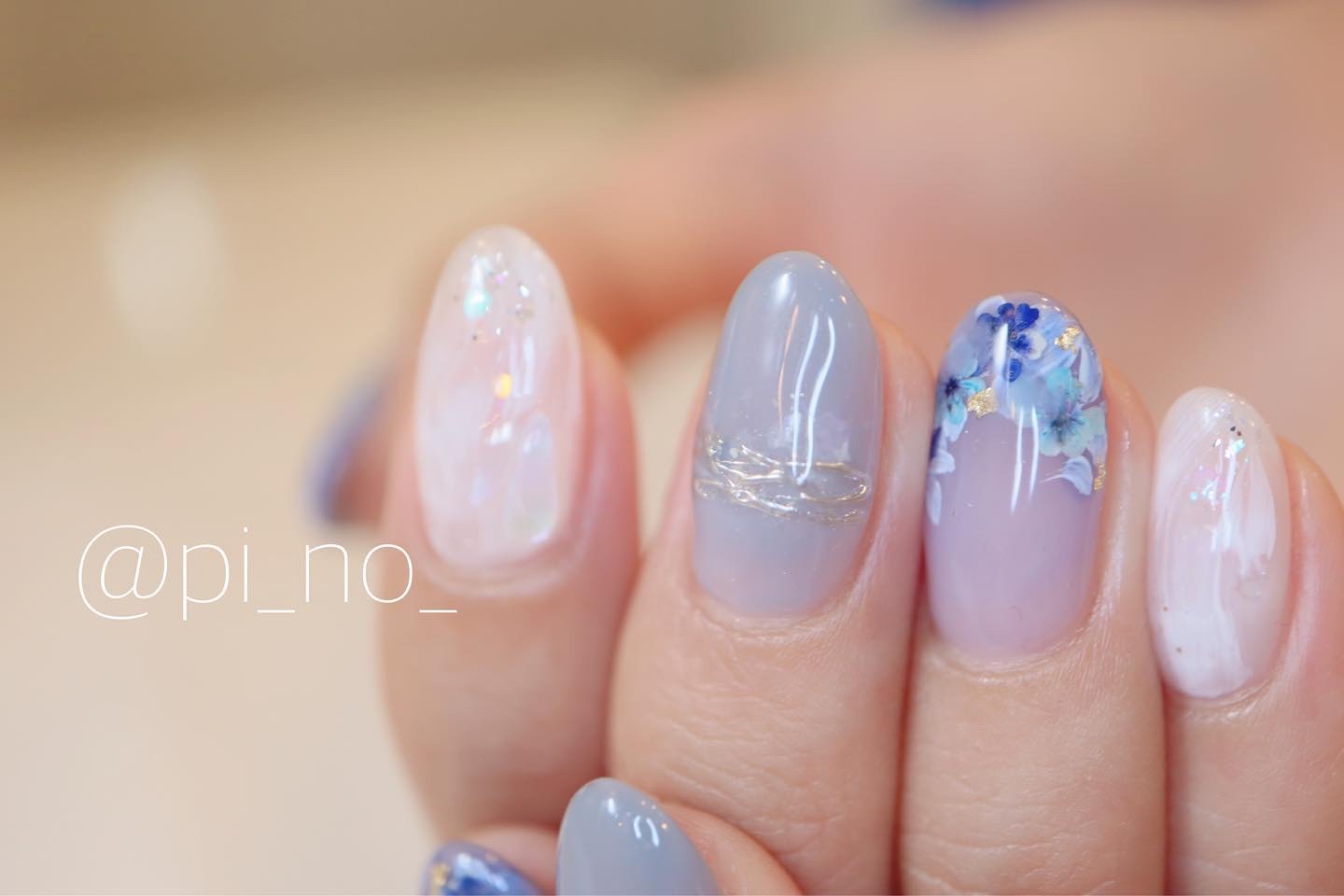 #お花ネイル,#フラワーネイル,#マグネットネイル,#綺麗めネイル,#梅雨ネイルのネイルデザイン