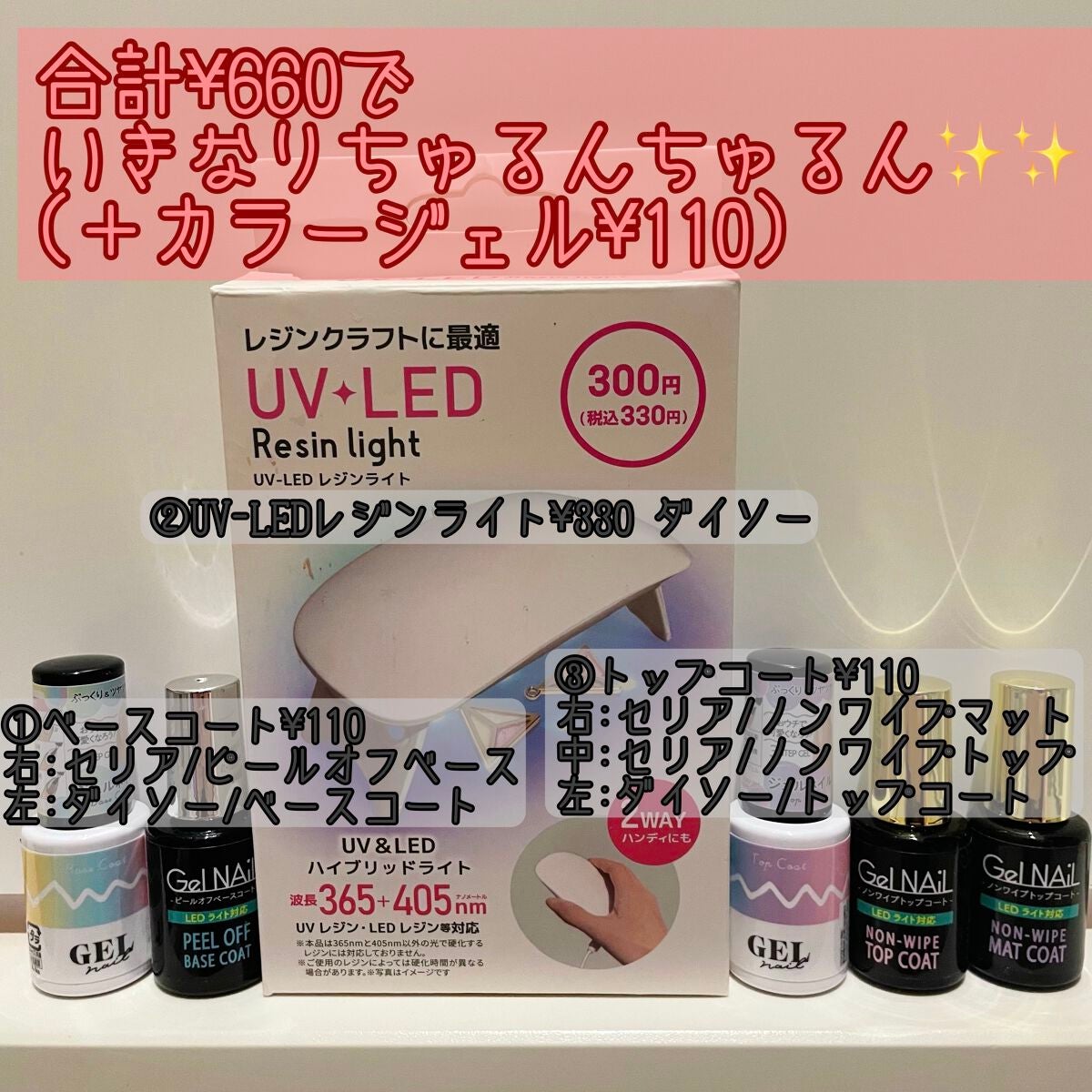 ジェルネイル(ライト対応)/セリア/ジェルネイルを使ったクチコミ(1枚目)