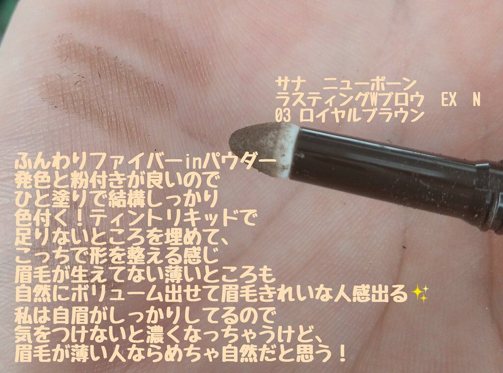 ラスティングWブロウEX N/サナ ニューボーン/リキッドアイブロウを使ったクチコミ（3枚目）