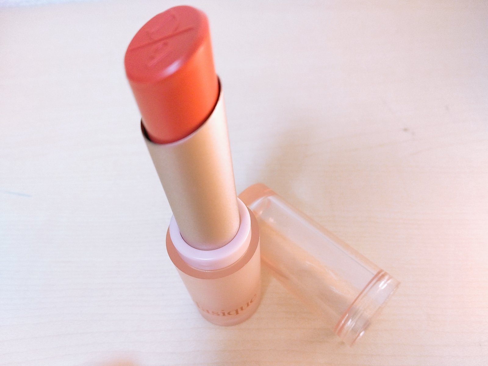 ムードグロウリップスティック 03 ピーチズ/dasique/口紅を使ったクチコミ（2枚目）