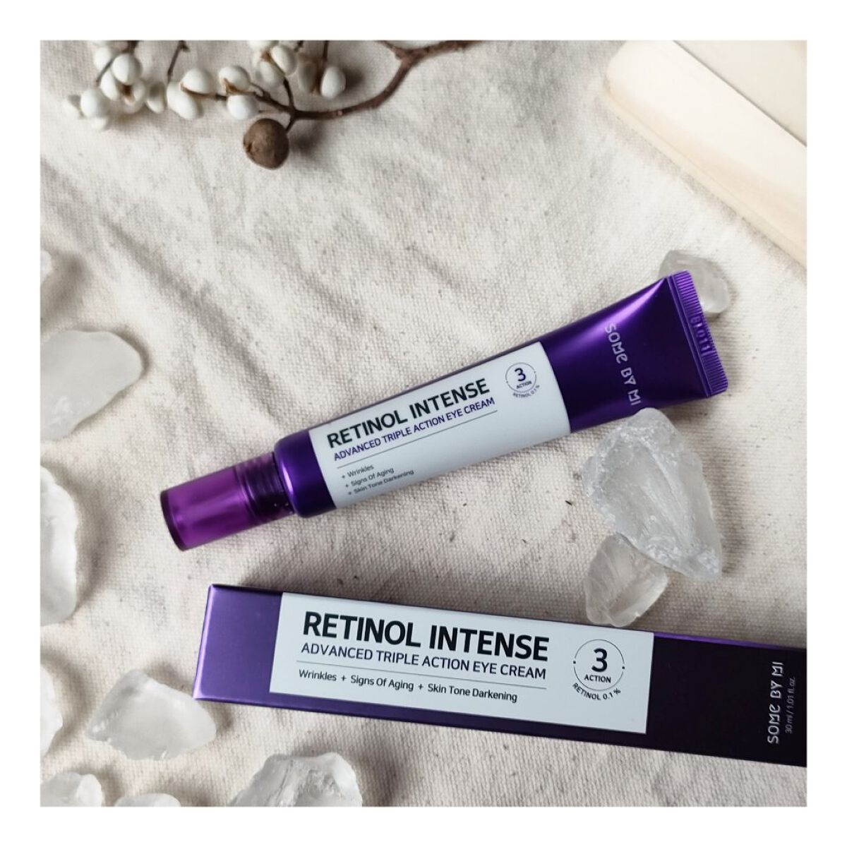 
敏感肌向けレチノール
『SO ME BY MI レチノールインテンシブ アドバンスドトリプルアクションアイクリーム』
使ってみました✨

レチノール、しかもアイクリーム。
ケアにいいのは分かるけど、使い方とか大丈夫かしら、、、と思っていた