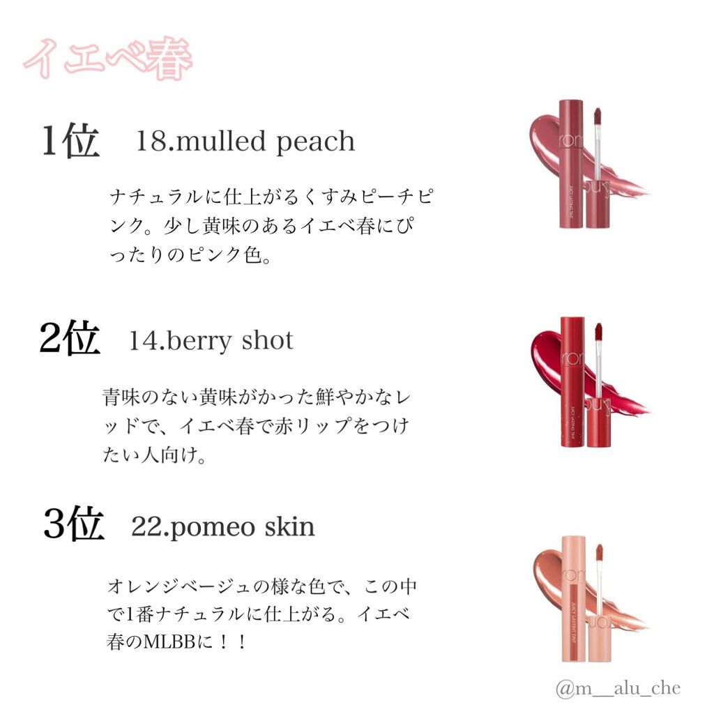 ジューシーラスティングティント/rom&nd/リップティントを使ったクチコミ(3枚目)