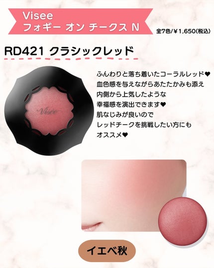 フォギーオンチークス N/Visée/パウダーチークを使ったクチコミ(5枚目)