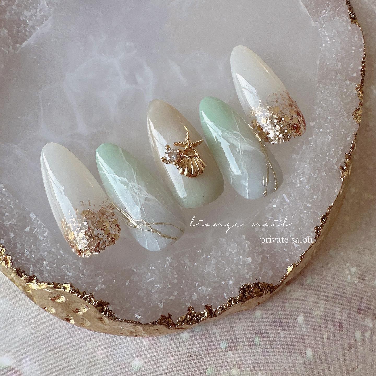 #ネイル,#大人ニュアンスネイル,#ニュアンスネイル,#ジェルネイル,#天然石ネイル,#夏ネイルのネイルデザイン