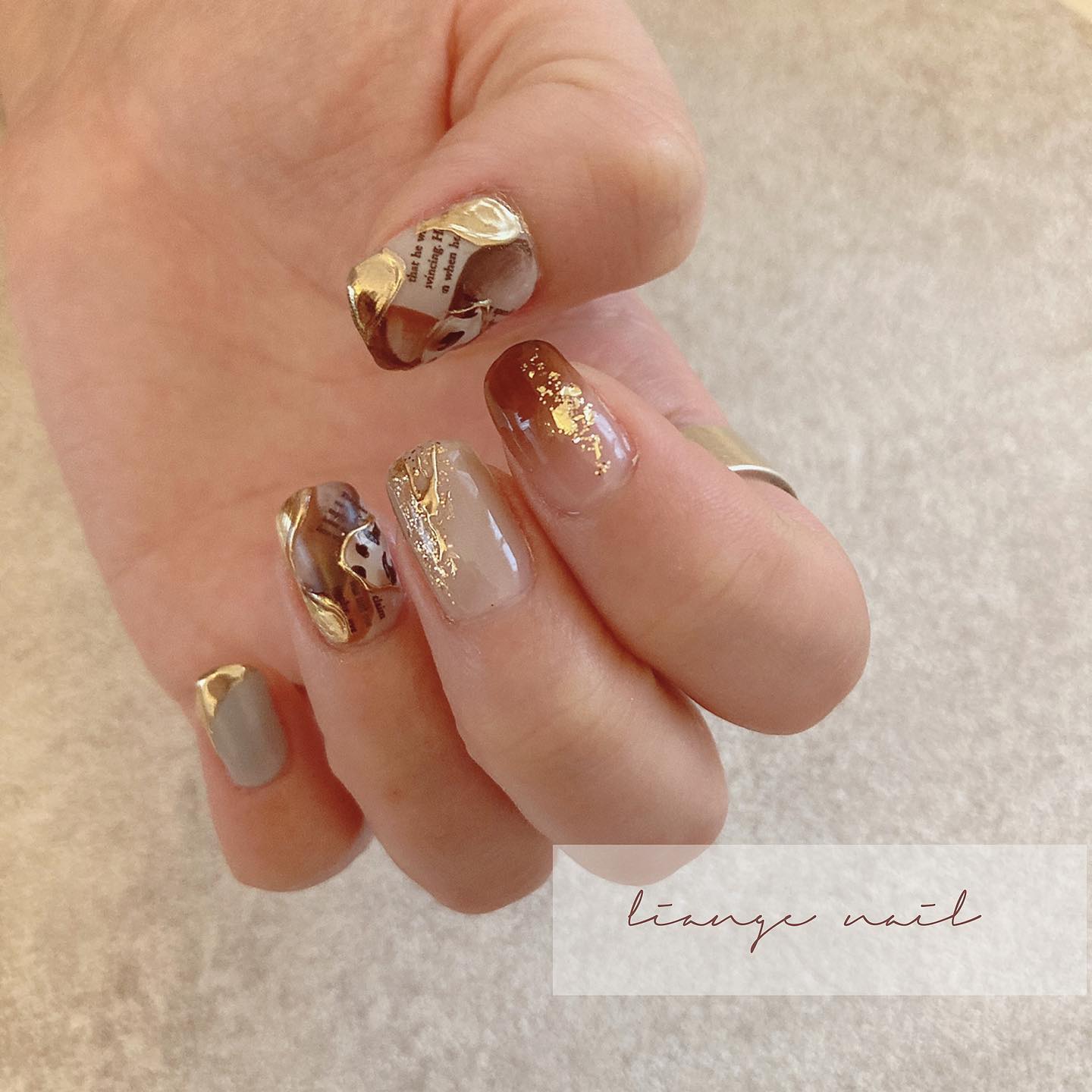 #リアンジェネイル,#柏ネイル,#ネイル,#レオパードネイル,#チョコネイル,#ニュアンスネイルのネイルデザイン