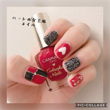 カラフルネイルズ キャンメイクを使った口コミ ハートの女王風ネイル 100均のネイルプ By 瑚都 10代後半 Lips