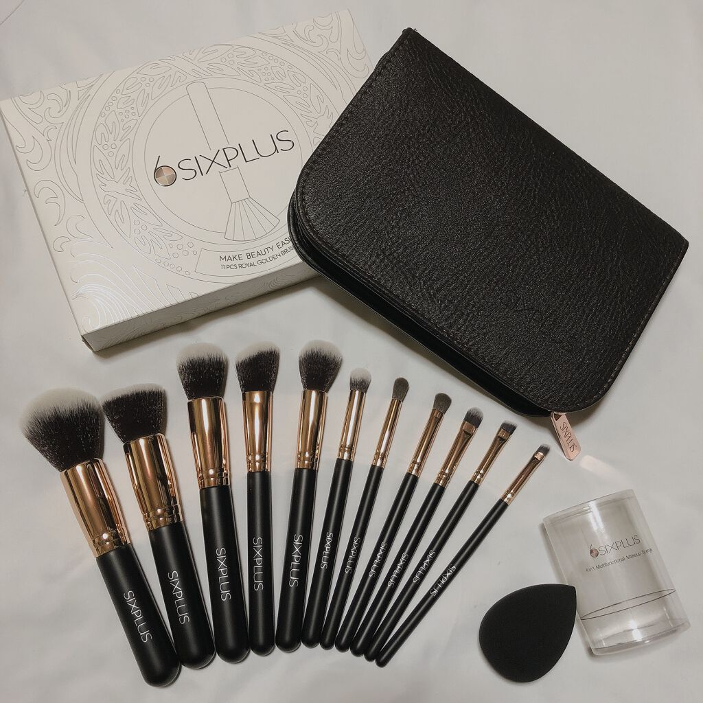 貴族のゴールド メイクブラシ11本セット 化粧ポーチ付き/SIXPLUS/メイクブラシを使ったクチコミ(1枚目)