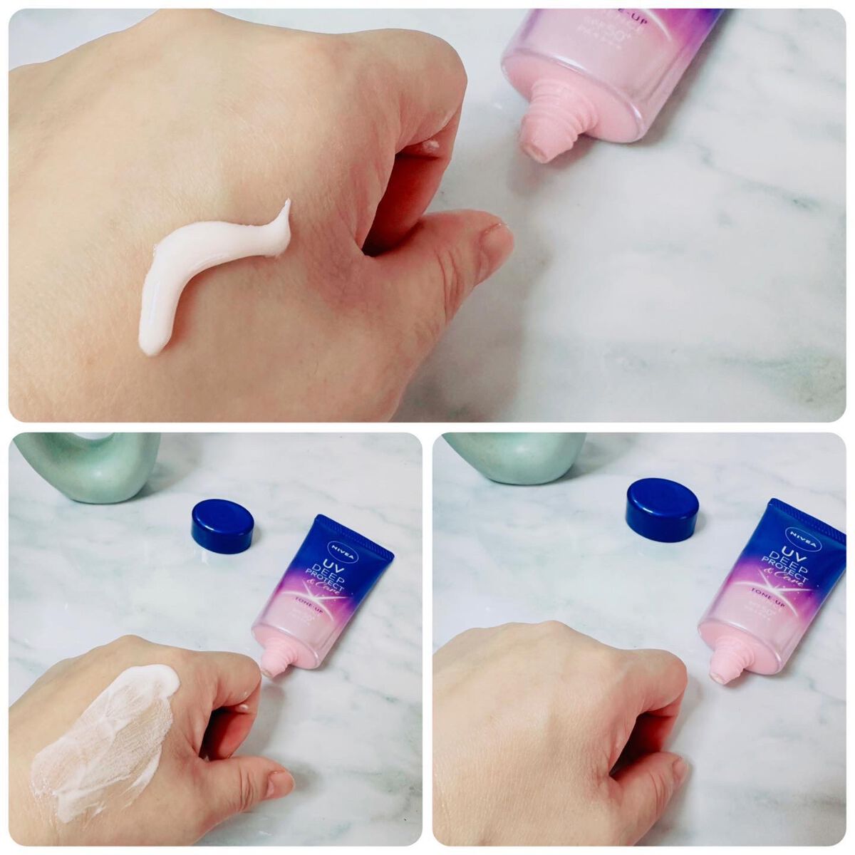 ニベアUV ディープ プロテクト＆ケア トーンアップ エッセンス/ニベア/日焼け止めローションを使ったクチコミ（3枚目）