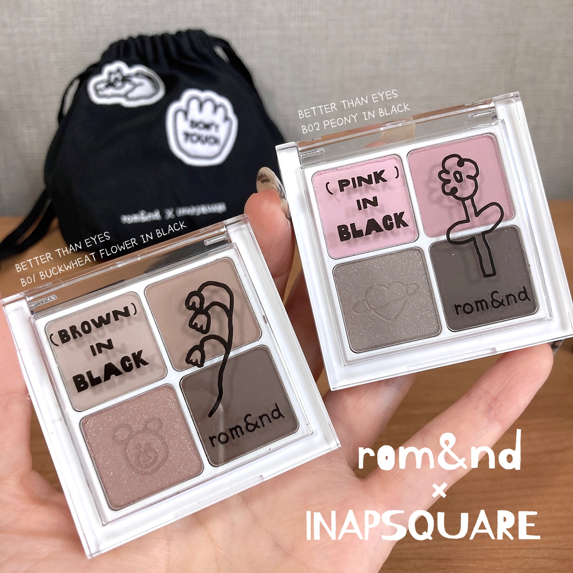 ベターザンアイズ B01 バックウィートフラワーインブラック（INAPSQUAREコラボ）/rom&nd/アイシャドウパレットを使ったクチコミ（1枚目）
