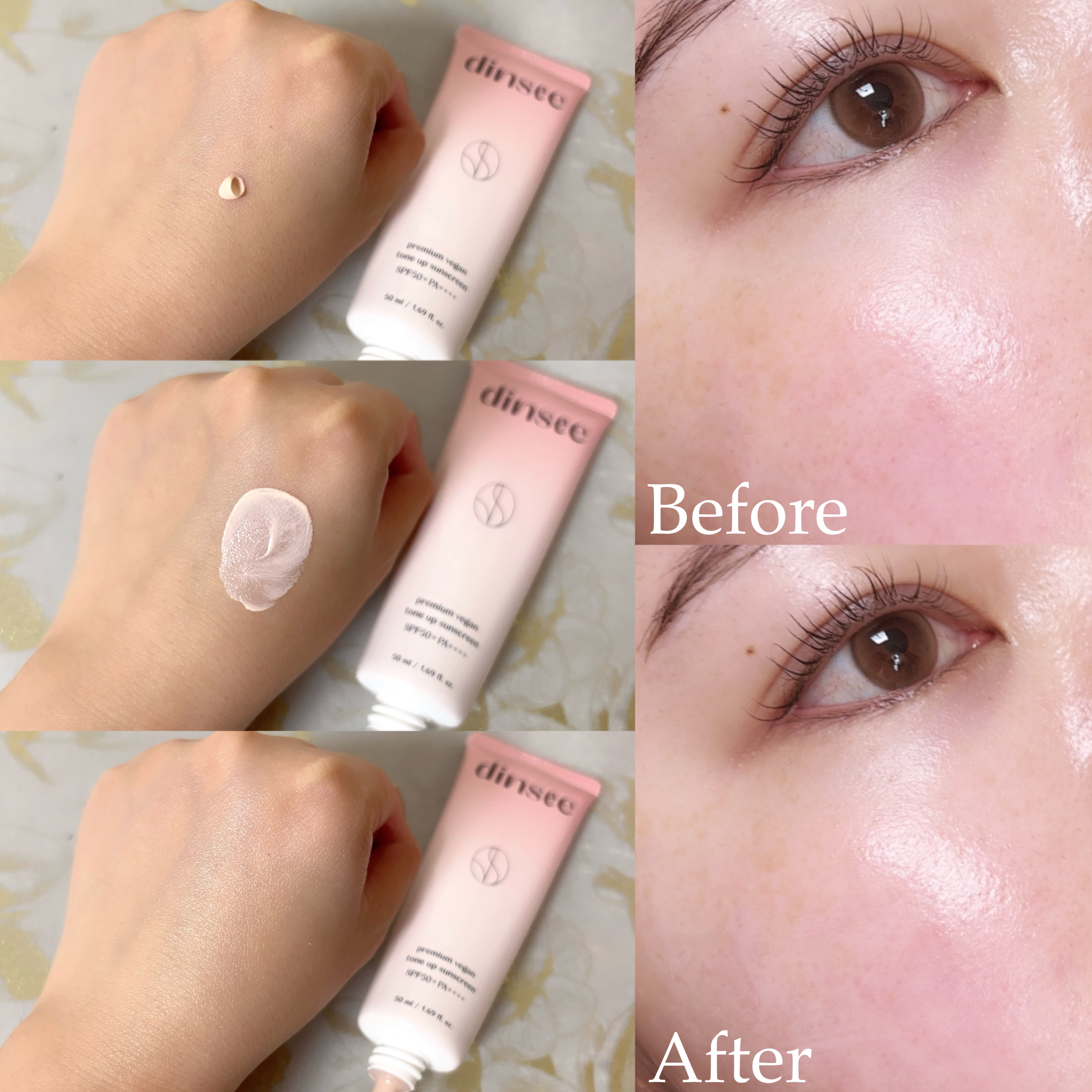 プレミ アムビーガン トーンアップ日焼け止め SPF50+PA++++/dinsee/日焼け止めミルクを使ったクチコミ（3枚目）