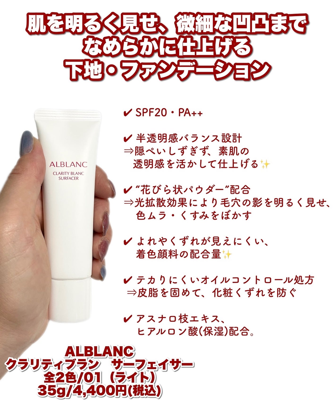 クラリティブラン サーフェイサー/ALBLANC/化粧下地を使ったクチコミ(2枚目)