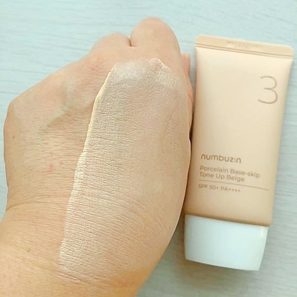 3番 ノーファンデ陶器肌トーンアップクリーム/numbuzin/化粧下地を使ったクチコミ(8枚目)