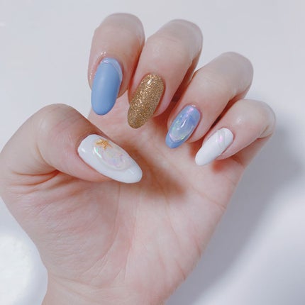 #mikaネイル,#ジェルネイル,#夏ネイル,#うるうるネイル,#氷ネイル,#オーロラネイルのネイルデザイン