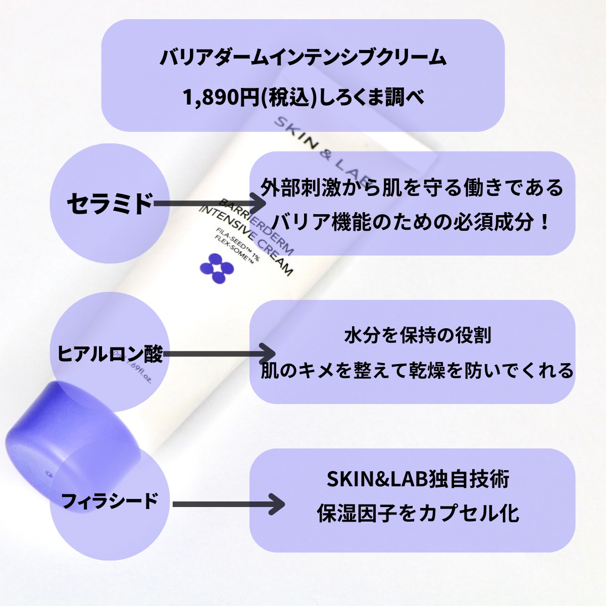 バリアダームモイストクリーム/SKIN&LAB/フェイスクリームを使ったクチコミ（3枚目）