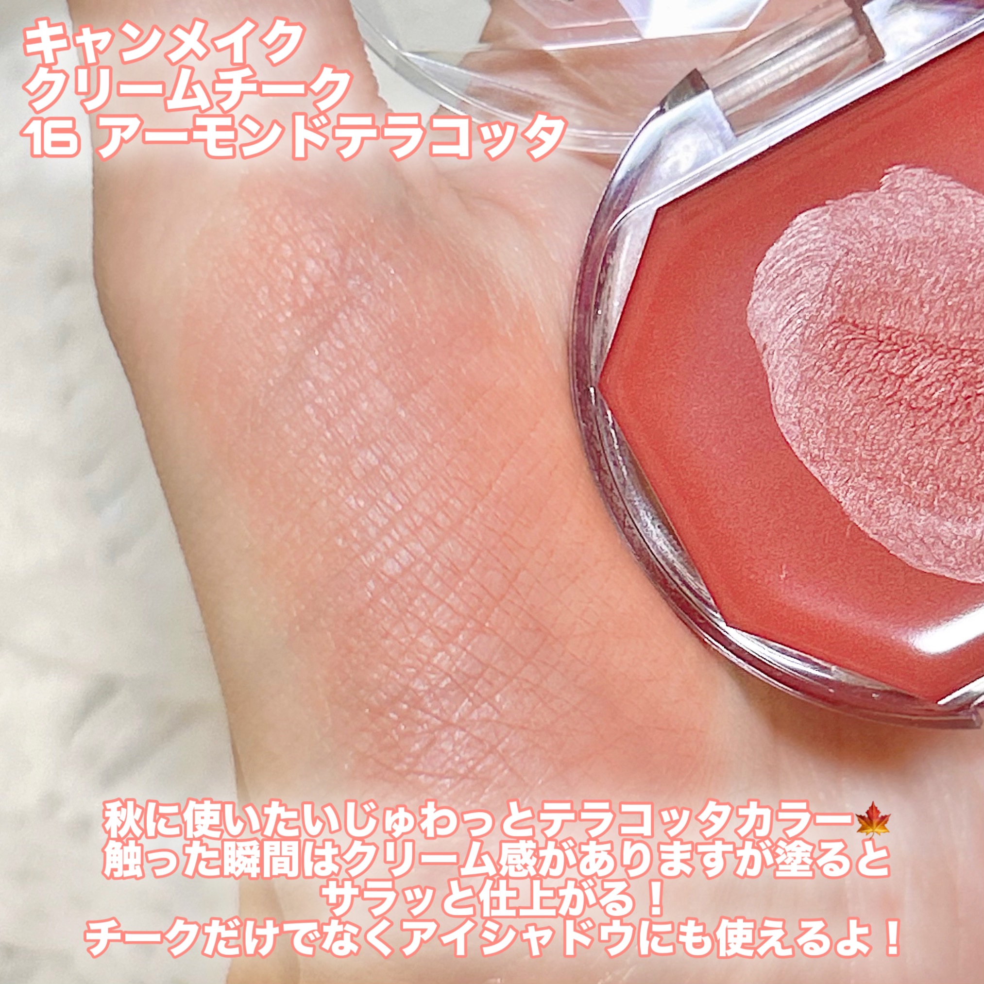 クリームチーク 16 アーモンドテラコッタ/キャンメイク/ジェル・クリームチークを使ったクチコミ（2枚目）