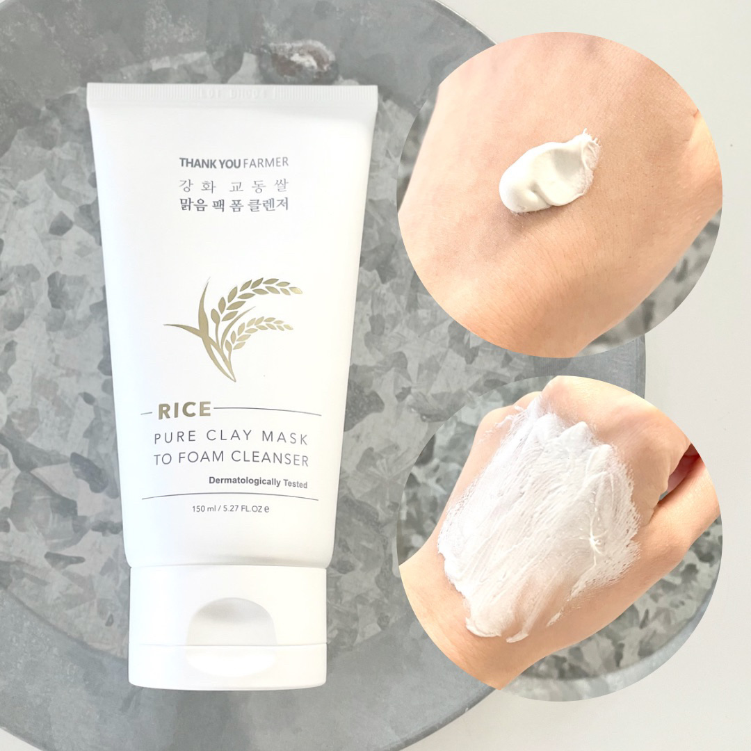 THANK YOU FARMER Rice Pure Clay Mask to Foam Cleanser  のクチコミ「ライスピュアクレイマスクツーフォームクレンザー
⁡
毛穴ケア、皮脂除去をしてくれるクレンジング.....」（2枚目）