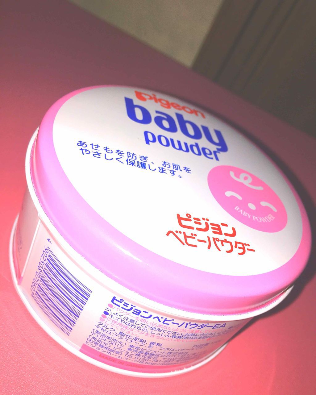 ベビーパウダーEピンク缶/ピジョン/ボディパウダーを使ったクチコミ(1枚目)
