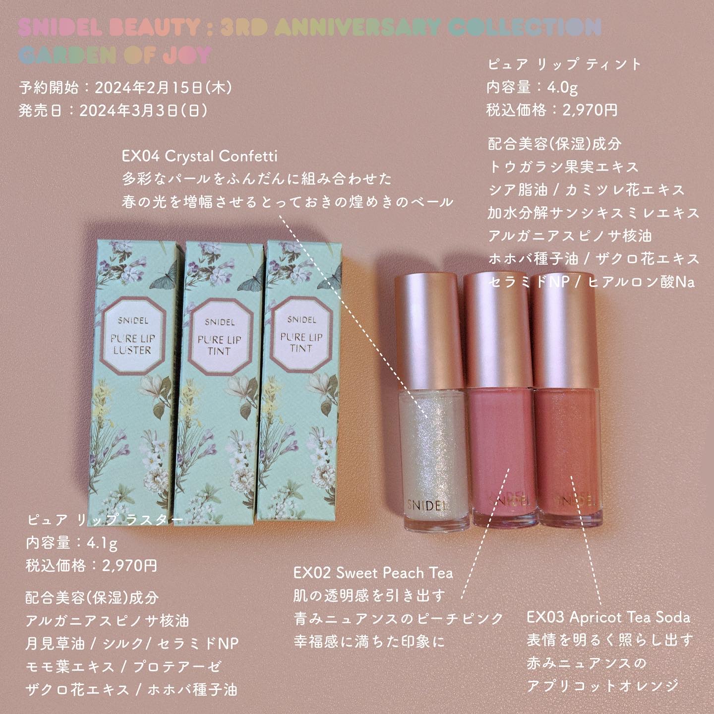 ピュア リップ ラスター EX04 Crystal Confetti/SNIDEL BEAUTY/リップグロスを使ったクチコミ（1枚目）