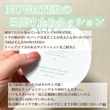 ティーツリーデイデイトーンアップサンクッション/NOWATER/日焼け止めローションを使ったクチコミ(2枚目)