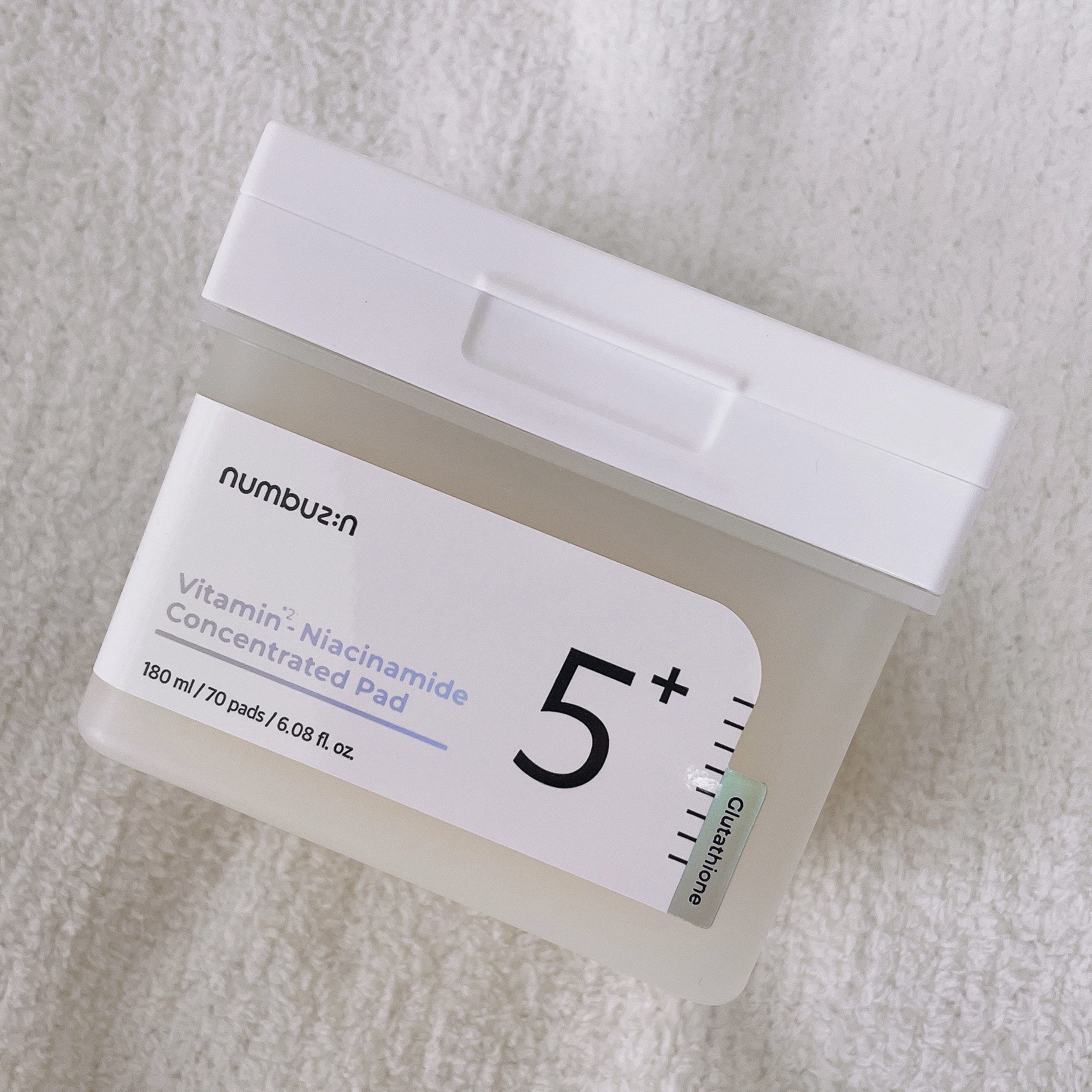 5番 白玉グルタチオンＣフィルムパッド/numbuzin/トナーパッドを使ったクチコミ（1枚目）