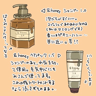 ディープモイスト シャンプー1.0／ヘアトリートメント2.0/&honey/シャンプー・コンディショナーを使ったクチコミ（3枚目）