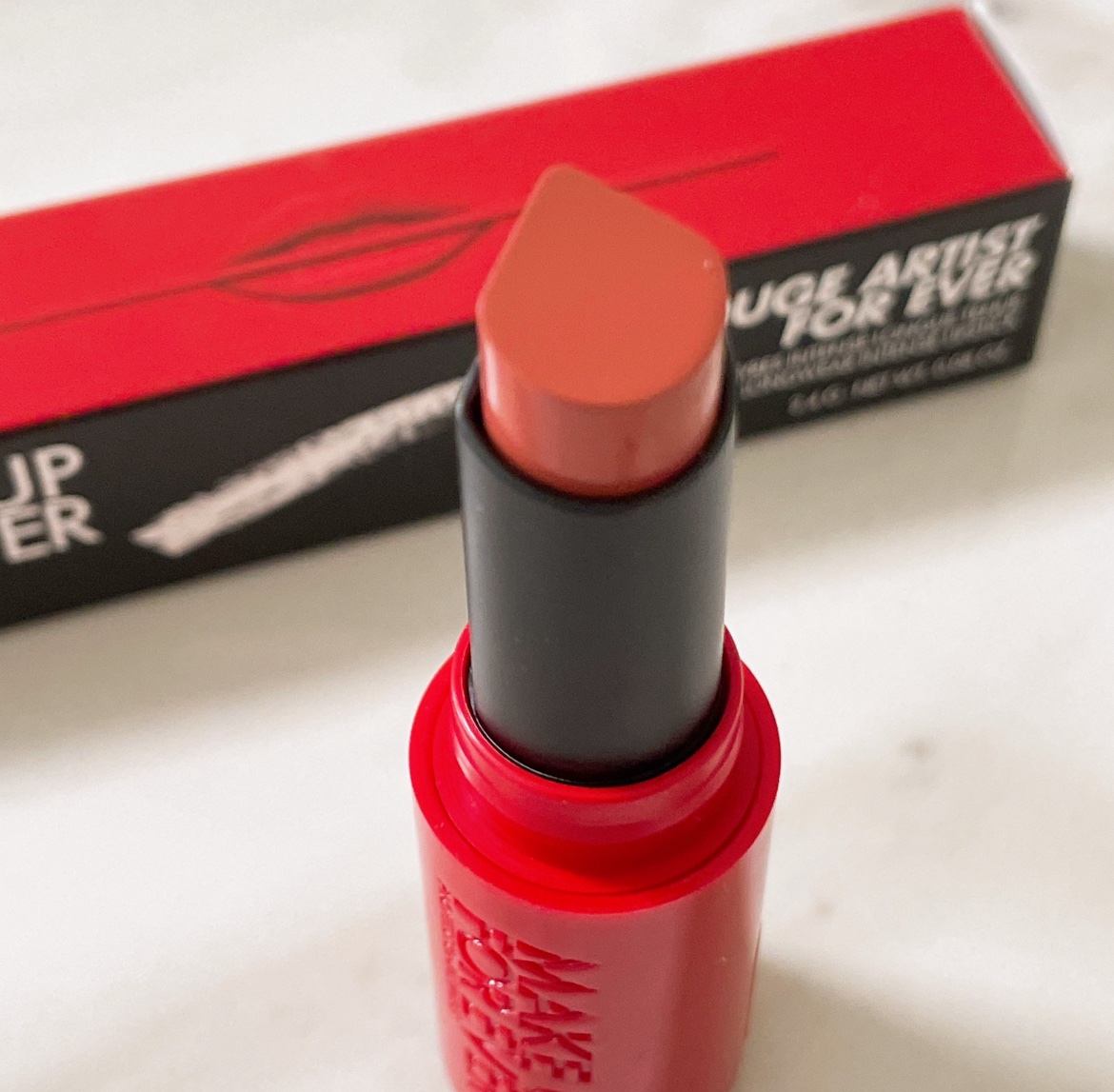 ルージュアーティスト フォーエバー リップスティック サテン 142 ヒプノティック ネクター/MAKE UP FOR EVER/口紅を使ったクチコミ（1枚目）