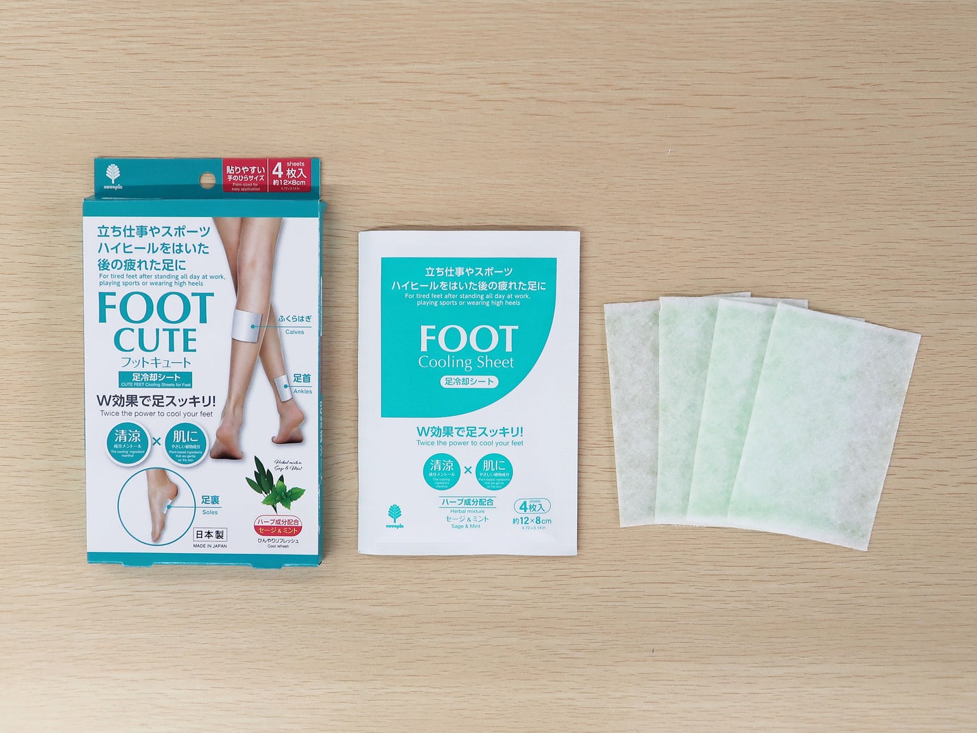 フットキュート足冷却シート セージ&ミント 4枚入 紀陽除虫菊