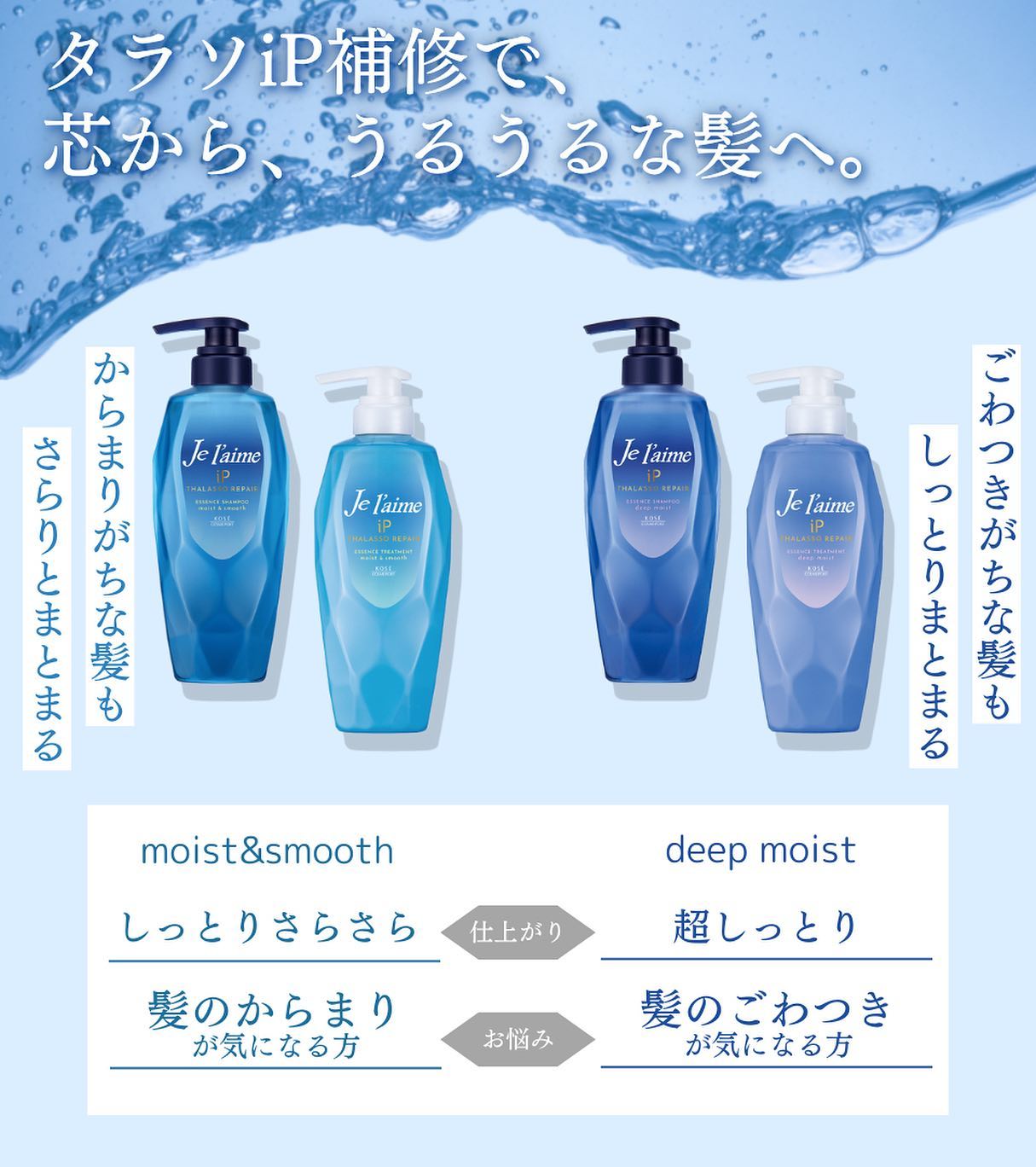 iP タラソリペア 補修美容液シャンプー/補修美容液トリートメント (ディープモイスト)/Je l'aime/市販シャンプーを使ったクチコミ（2枚目）