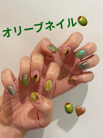 ※フォロバ中※ 美容好きNARUMI on LIPS 「オリーブネイル🫒いつものお店でネイルチェンジ🤍イメージだけ伝え..」(1枚目)