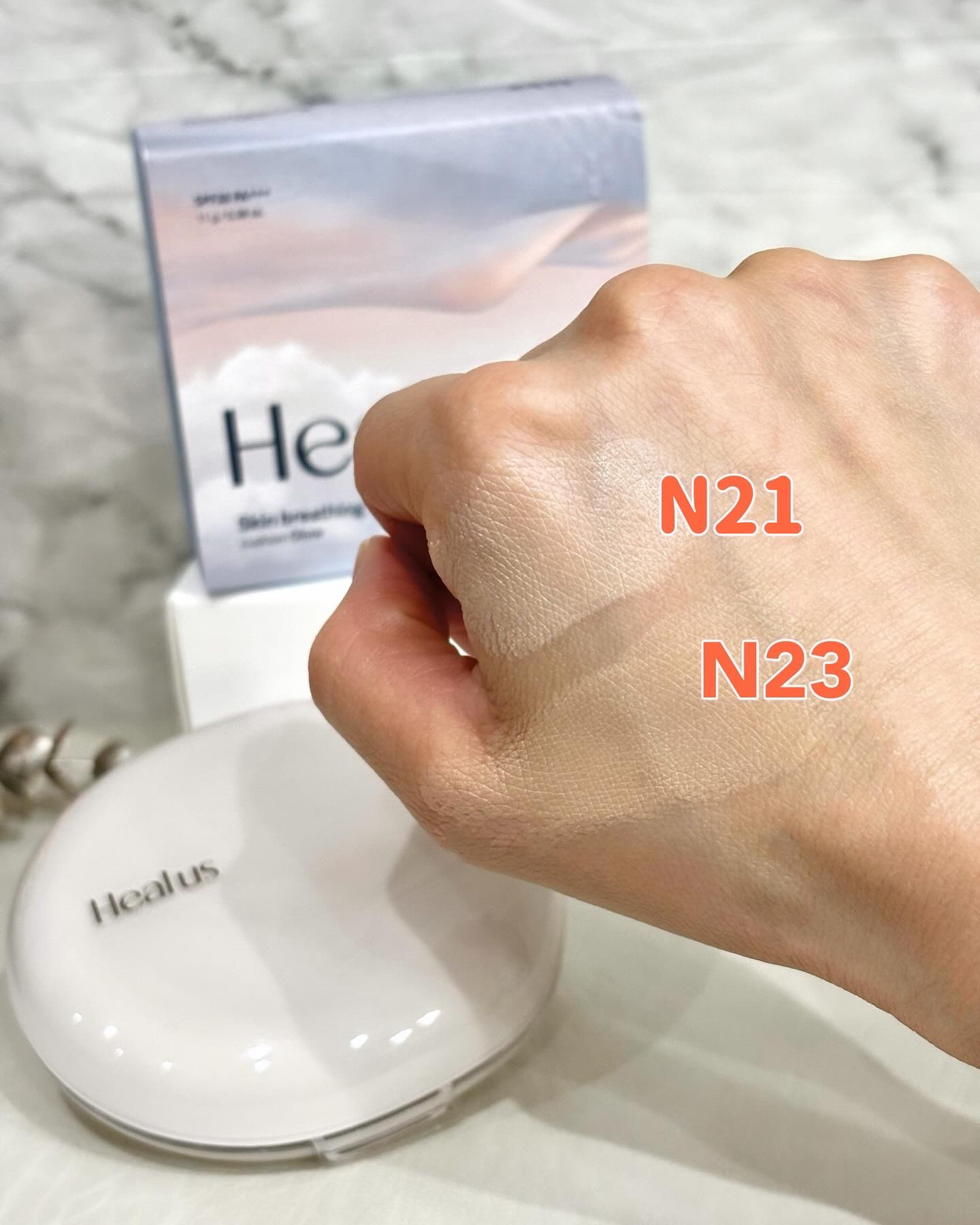 ブリージンググロークッション/Healus/クッションファンデーションを使ったクチコミ（2枚目）