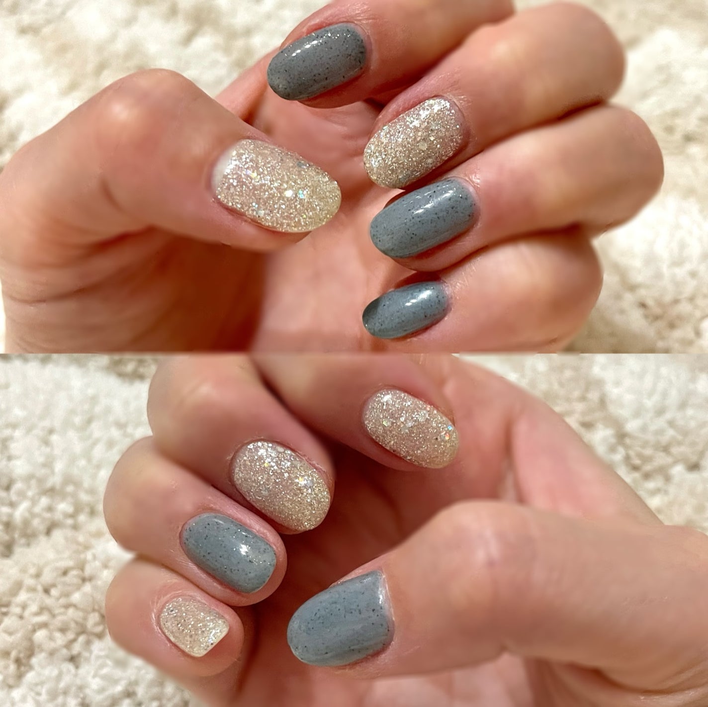 A on LIPS 「今月のネイル💙くすみブルーの砂ジェルとシルバーラメ✨キラキラ爽..」(1枚目)