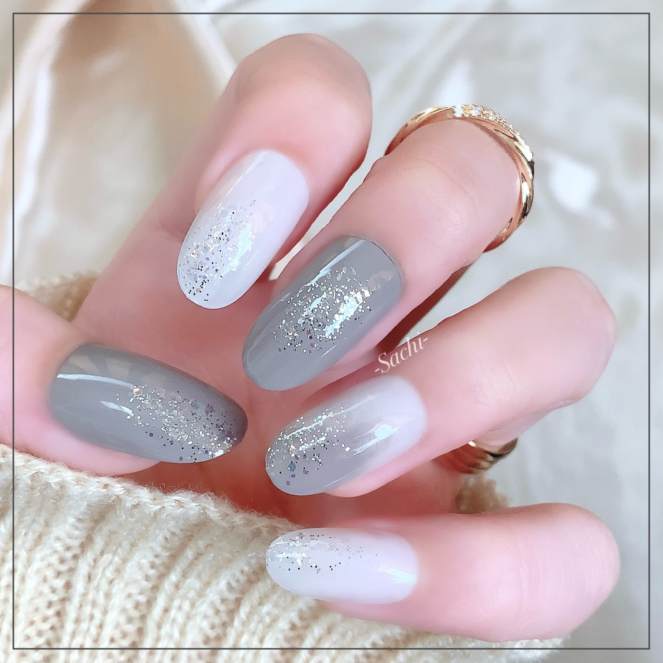 ネイル エナメル 044 グレー系/ちふれ/マニキュアを使ったクチコミ（2枚目）