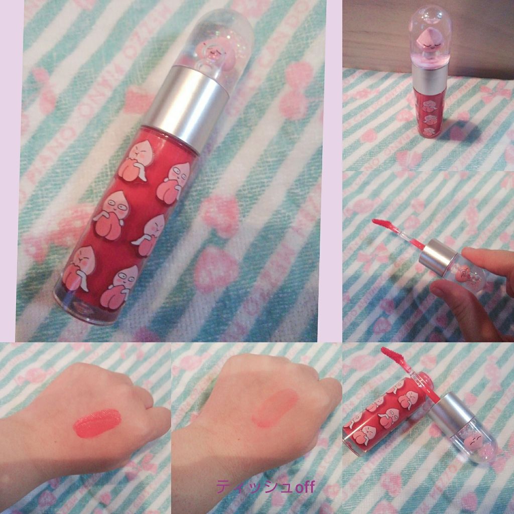 カカオフレンズ フードライアン&アピーチ ブロッサムティント/THE FACE SHOP/リップティントを使ったクチコミ（2枚目）