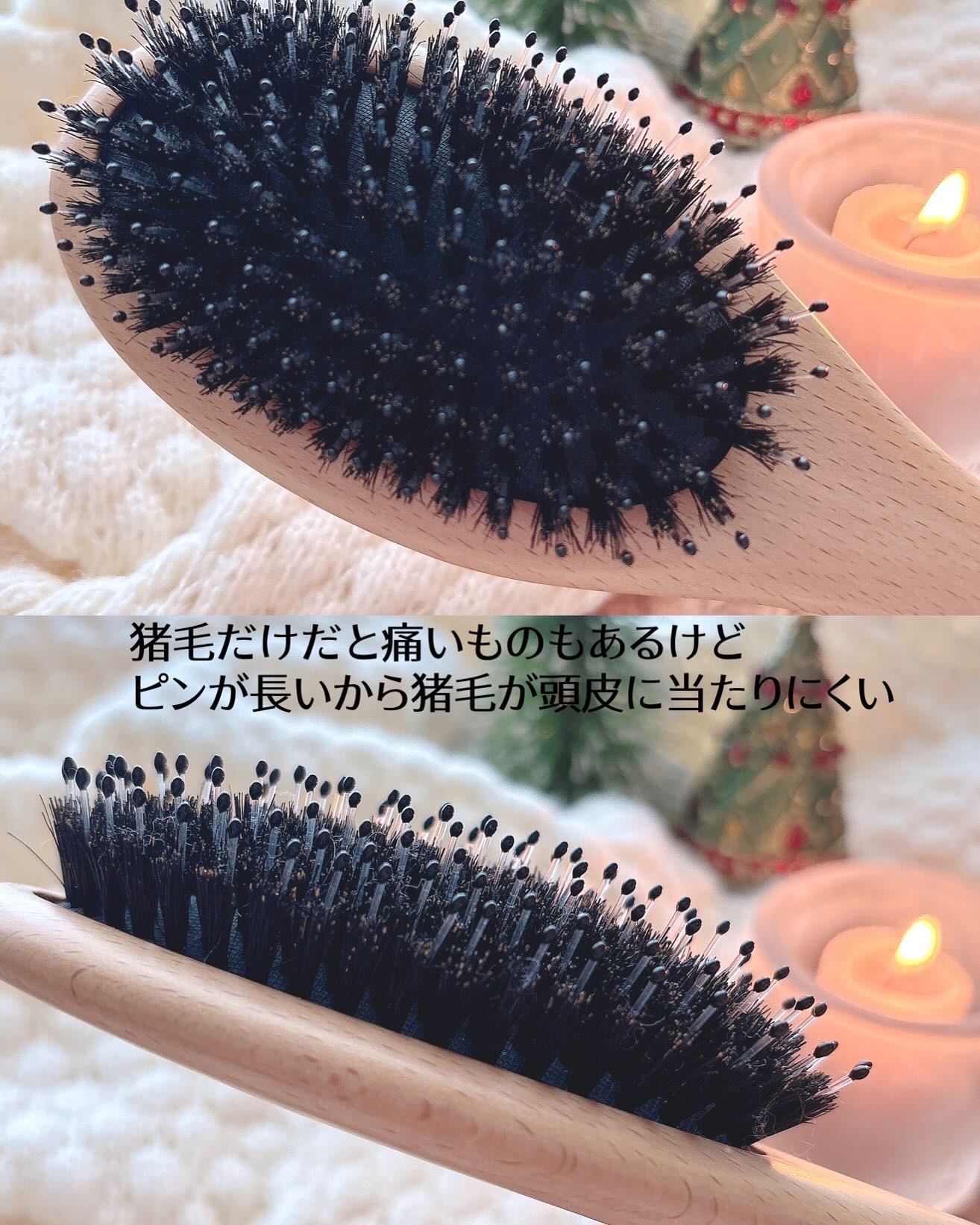 ヘアブラシ　天然猪毛&ピン　ショートタイプ/UNU TIME/ヘアブラシを使ったクチコミ（2枚目）