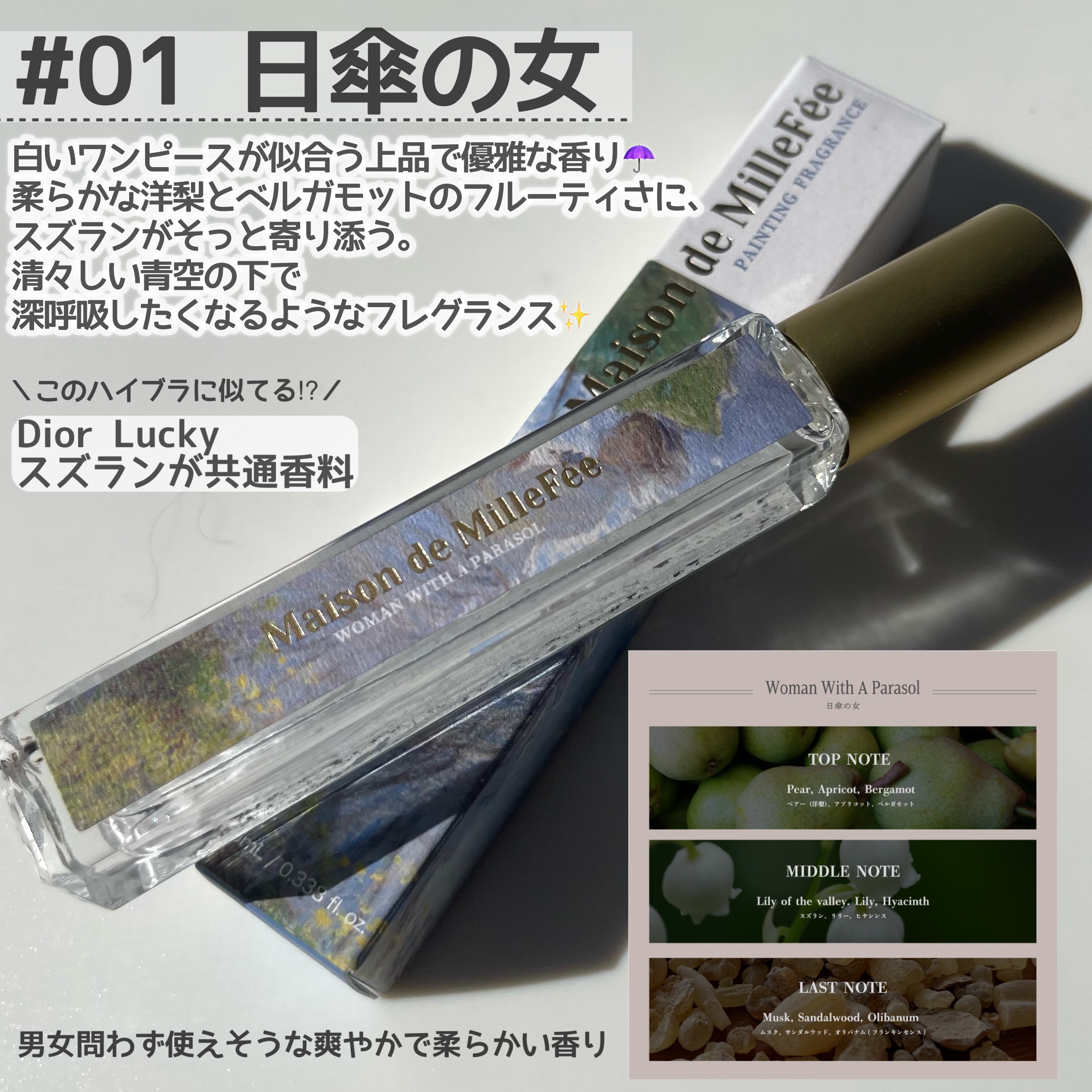 Maison de MilleFée 絵画フレグランス 01 日傘の女/MilleFée/香水(その他)を使ったクチコミ（3枚目）