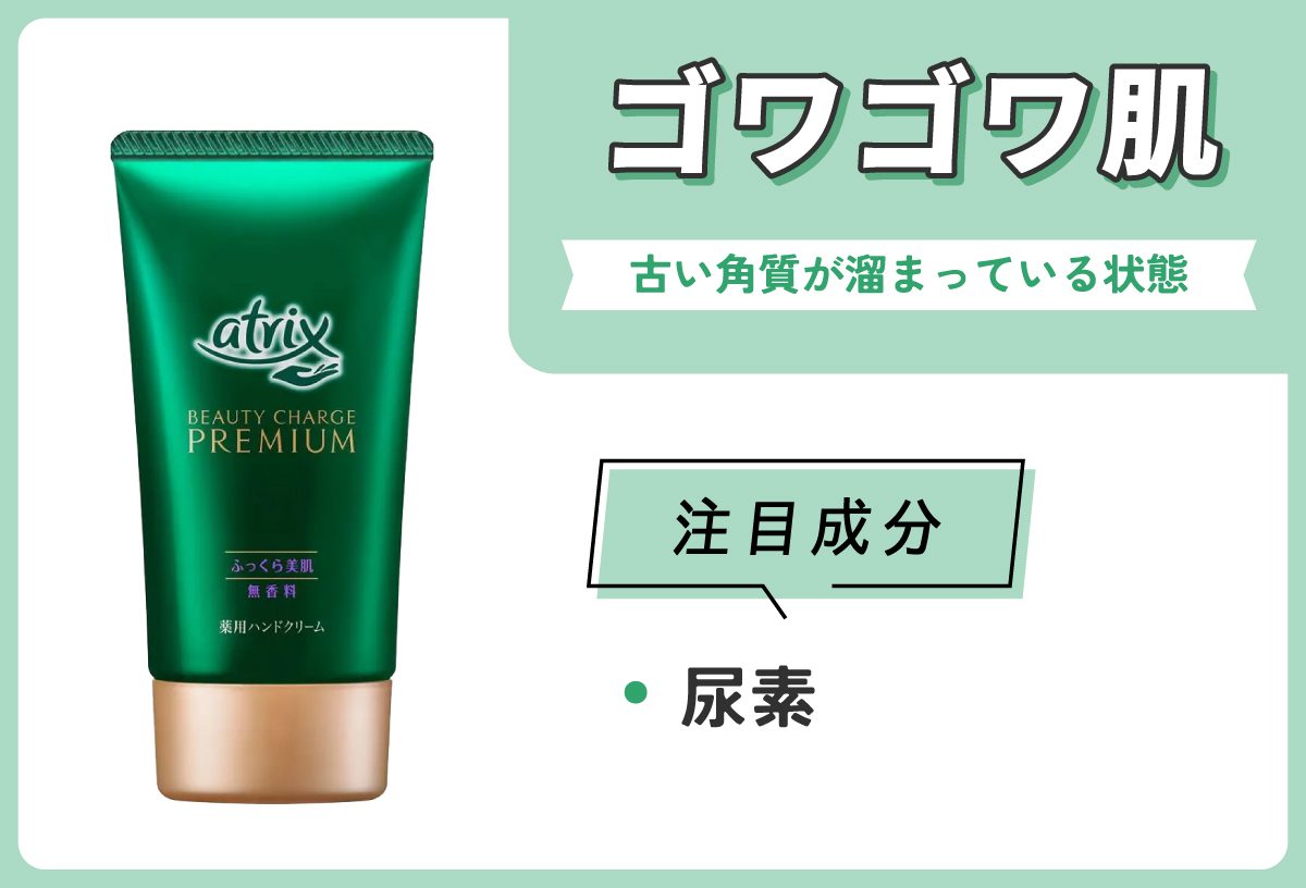 ゴワゴワ肌は古い角質が溜まっている状態。注目成分は尿素。