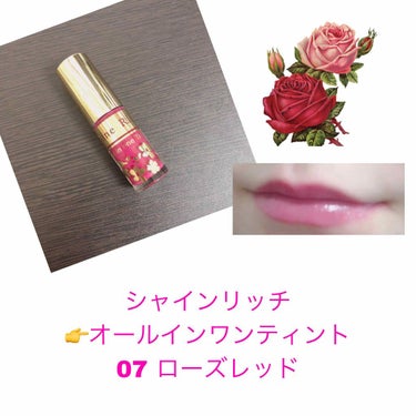 【ティント】
お気に入りのオールインワンティント！
持ってる色2個目はローズレッドです💋
もともとローズ系の色が好きなので、私得な色味でした☺️
かわいいピンクというよりは深みのあるピンクなので、黒い服