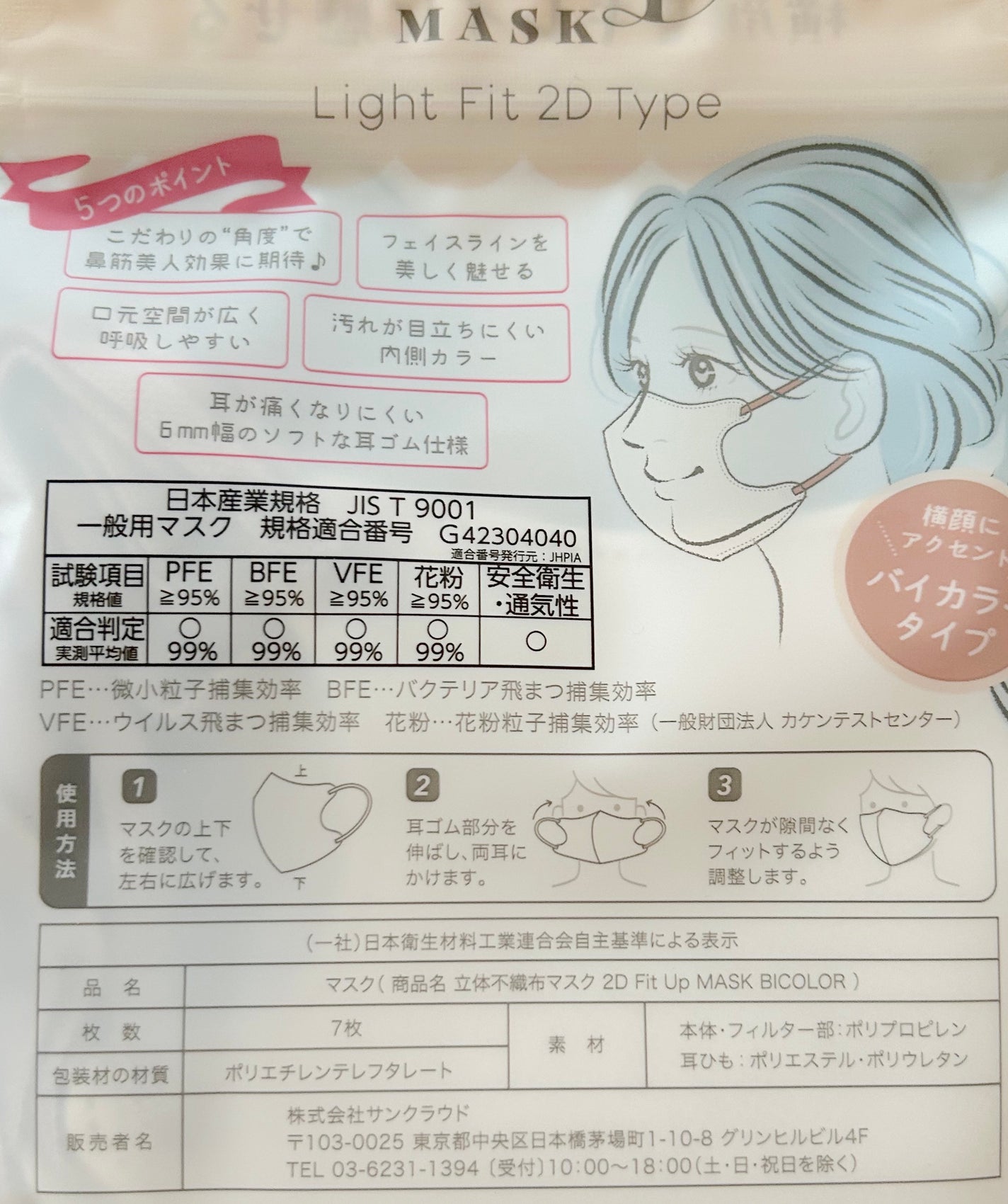 2D Fit Up MASK(kirei mask)/セリア/マスクを使ったクチコミ(3枚目)