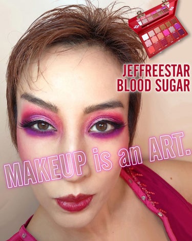 Jeffree Star Cosmetics BLOOD SUGAR Eyeshadow Paletteのクチコミ「\またまた遊んでみた😎✦/
JEFFREE赤系パレットでソフトカットクリース💖
ショッキングピ.....」（1枚目）