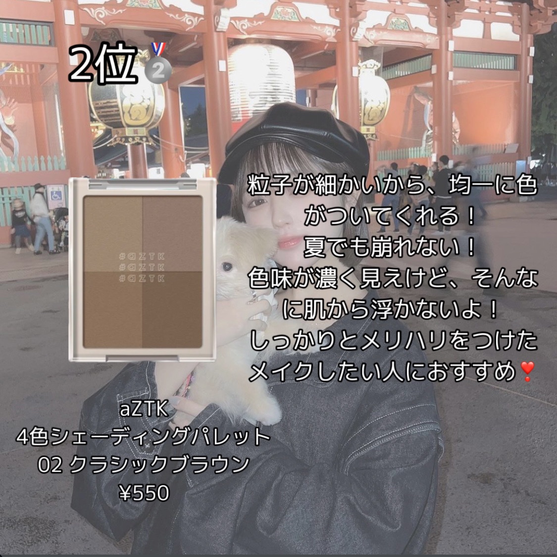 4色シェーディングパレット 02 クラシックブラウン/aZTK/シェーディングを使ったクチコミ（3枚目）