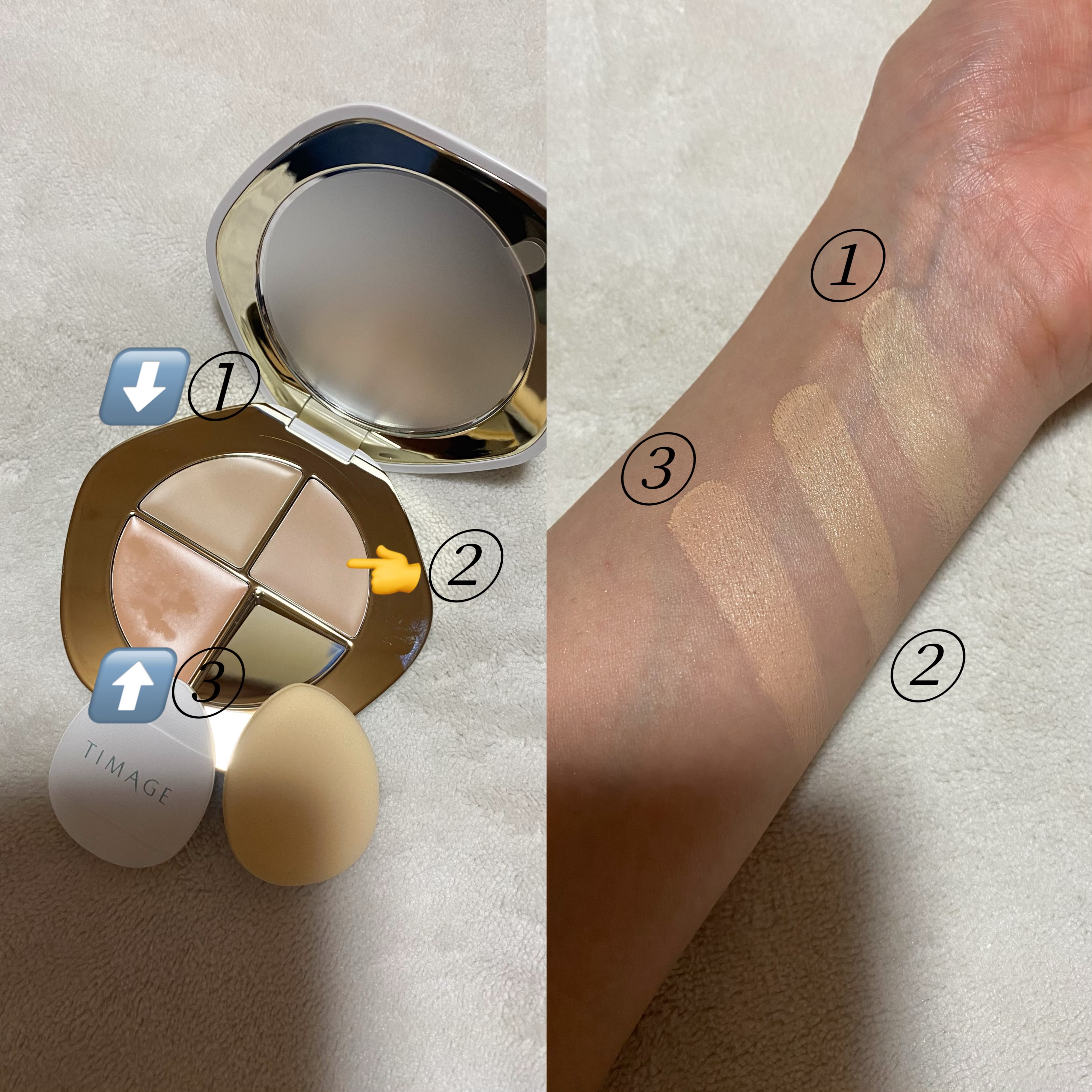 TIMAGE  クリーミーコンシーラーパレット/TIMAGE/パレットコンシーラーを使ったクチコミ（2枚目）