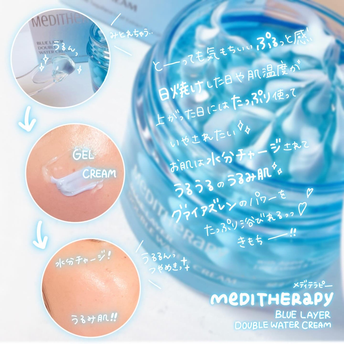 ブルーレイヤーダブルウォータークリーム/MEDITHERAPY/フェイスクリームを使ったクチコミ(2枚目)